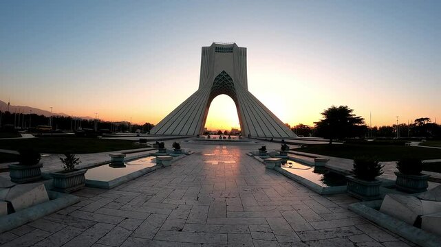 Azadi Tower or Freedom Tower formerly known as the Shahyad Tower at dawn in Tehran, Iran.