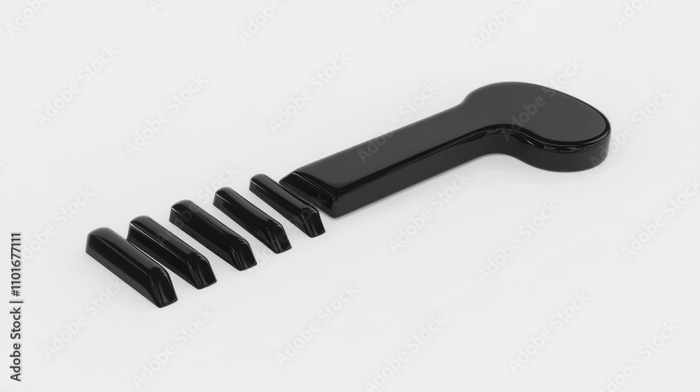 Poster black glossy objects arranged like a musical instrument