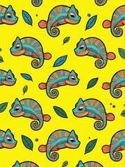 Colorful and Vibrant Chameleons - patterns and templates