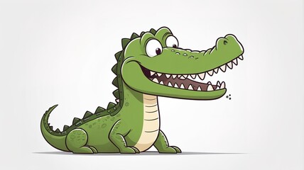 A fun, humorous crocodile cartoon in minimalist style, ideal for lighthearted artwork.  