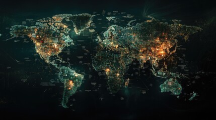 Obraz premium Global social media network, Digital world map with users worldwide connections