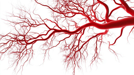 3D rendering of red veins on a transparent background, medical concept