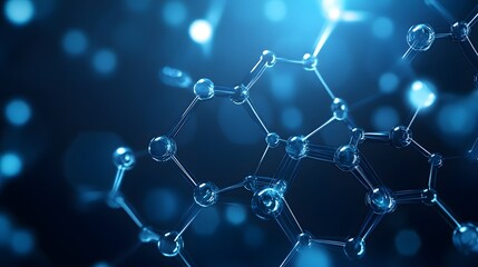 Fototapeta premium Abstract Molecular Structure In Blue Hues