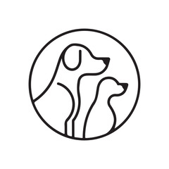 minimalist monoline lineart outline dog cat icon logo template vector, Minimalist monoline lineart outline dog cat icon logo template vector, dog and cat minimalist logo, lineart pet icon, monoline an