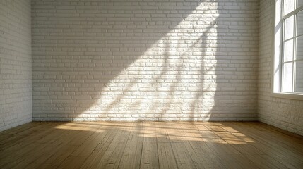 Vintage Interior Room with White Brick Wall and Natural Lighting