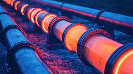 Revolutionizing peak energy efficiency in industrial pipelines urban setting photographic art dynamic atmosphere close-up perspective