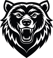 Angry Bear Silhouette Open Mouth Vector