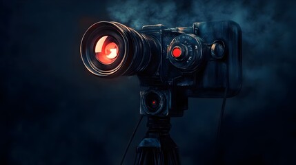 Cinematography, film production, movie, film maker logo design template inspiration. Branding for website, movie production, videographer, video editor.movie camera and film strip logo design template