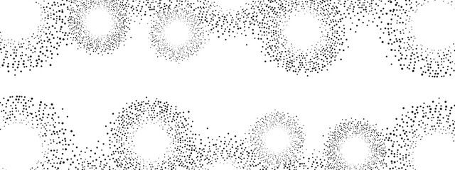 Halftone geometric abstract background frame. Technological texture of chaotic circles, particles, fragments. Group of cells, an information grid. Poster for business, medicine, presentations. Vector