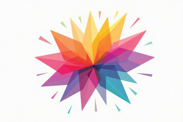 Geometric abstract design of stars in rainbow colors, symbolizing energy and creativity.   