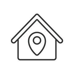 GPS on a home, icon in line design. GPS, home, location, map, position, house, navigation on white background vector. GPS on a home editable stroke icon