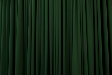 Dark green curtain with many folds background texture