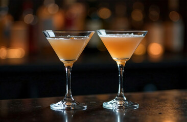 Glass of Martini on dark background. Drink photo bar restaurant. AI Generative