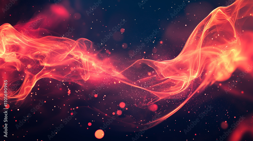 Poster red abstract smoke background bokeh, festive bright light abstract background copy space, bright emp