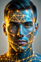 Glowing Lines Network Sphere Abstract Image on Blurred Bokeh Background for Global Data Concept