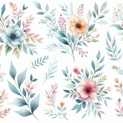 Fototapeta premium Seamless Floral Pattern: Vintage Floral Wallpaper with Ornate Flowers and Leaves
