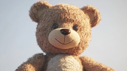 A Fluffy Brown Teddy Bear Smiles Upwards