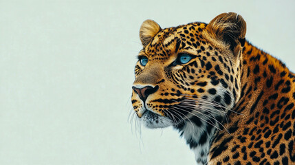 Fototapeta premium Leopard isolated on a white background, with high resolution, ideal for digital art, graphic design, and wildlife projects.