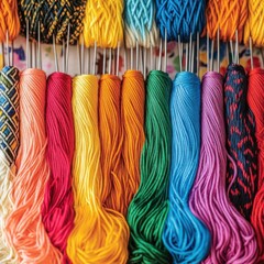 Flatlay of vibrant embroidery threads