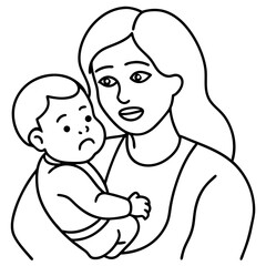 tired mother with fussy baby