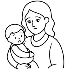 tired mother with fussy baby
