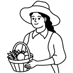 woman farmer with basket full of vegetables