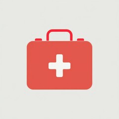 Fototapeta premium Minimalist First Aid Kit Icon with Red Cross