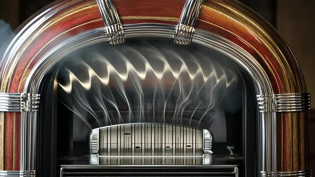 Vintage jukebox playing nostalgic tunes in a cozy retro diner atmosphere