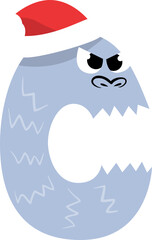 Letter C Cute Monster Christmas Character Alphabet