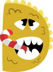 Letter D Cute Monster Christmas Character Alphabet