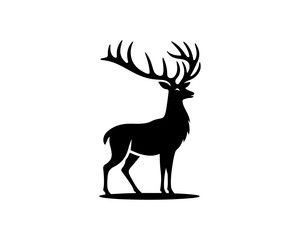 Deer silhouette logo icon vector illustration. Black Deer Vector