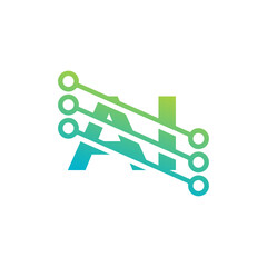 AI Logo. Artificial Intelligence logo design illustration