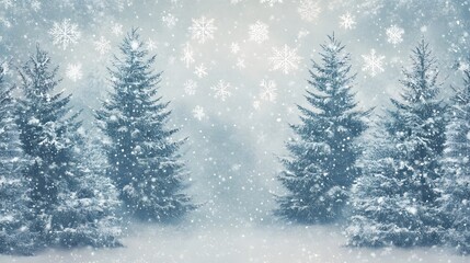 Fototapeta premium Snow Covered Evergreens Winter Wonderland Scene