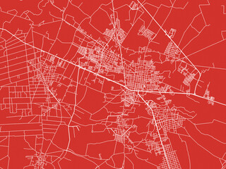 Christmas Map of Rioverde, Mexico in Snowy White on Festive Red Background.