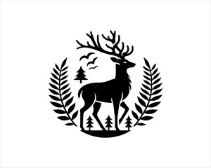 Obraz premium silhouette Deer logo vector illustration