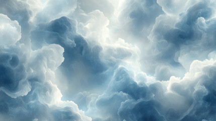 Fluffy white and blue clouds in dramatic sky