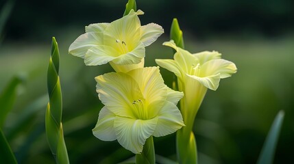 Fototapeta premium gladiolus flowers in the garden 