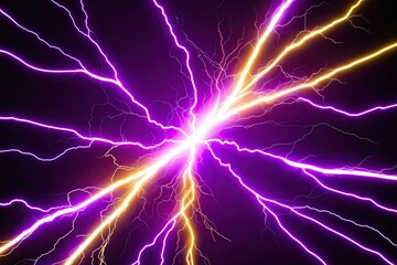 Dynamic Electric Spark of Vibrant Purple and Yellow Energy and Illumination