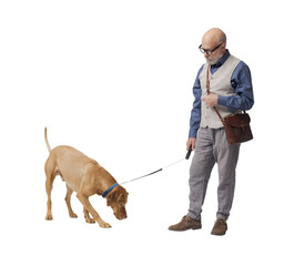 Pet owner posing with his dog
