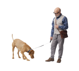 Pet owner posing with his dog