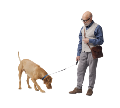 Pet owner posing with his dog