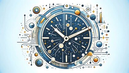 Fototapeta premium Flat Abstract Clock Bokeh Lights Time Growth Business Success Creative Image Vector Illustration