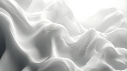 Obraz premium Abstract white fabric with soft folds and waves, illuminated by soft light, creating a luxurious and elegant texture.