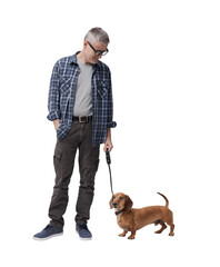 Pet owner posing with his dog