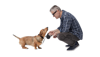 Portrait of a pet owner and his dog