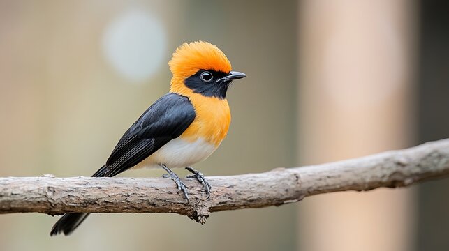 Fiery-Crested Tit-Babbler Perched on a Branch in its Australian Habitat. AI Generated