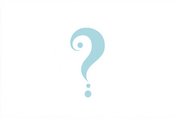 Naklejka premium a light blue minimalist question mark with soft curves and a whimsical dot design on a clean white background representing inquiry 