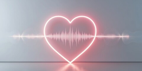Glowing Heart Shape with Pulsing Sound Waves.