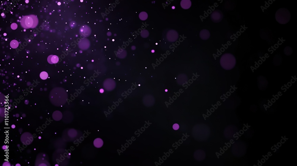Wall mural dark black background with subtle purple glowing dots, creating a mystical and magical visual.
