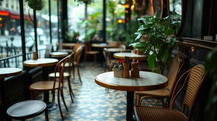Charming vintage cafe ambiance in paris a green oasis of elegance